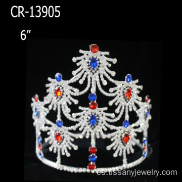 Venta por mayor azul roja y blanca corona del desfile Navidad